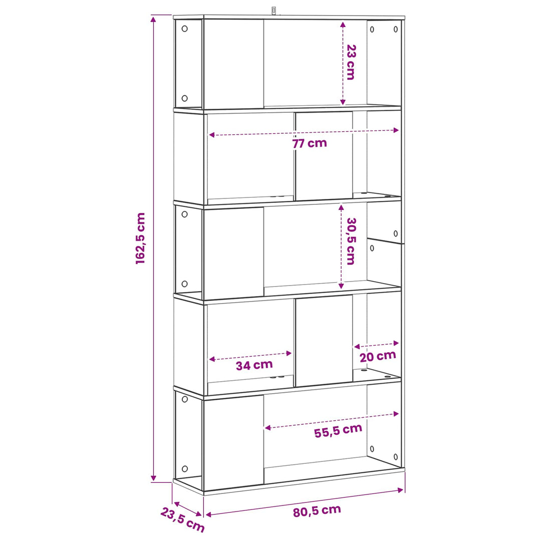 Bogreol Sort eg 80,5 x 23,5 x 162,5 cm PB