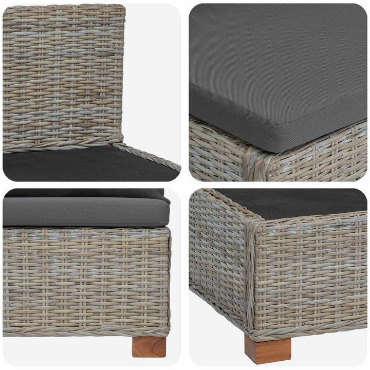 Mellemsofa med puder GENDT Naturlig rattan Kubu Grå