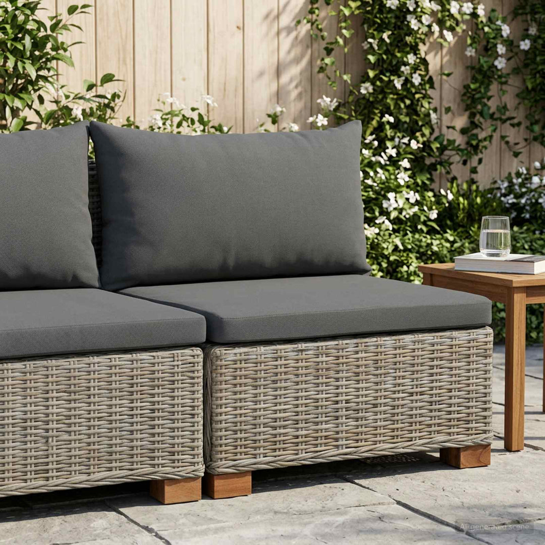 Mellemsofa med puder GENDT Naturlig rattan Kubu Grå