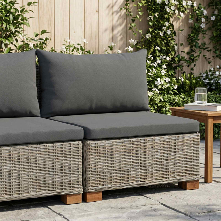 Mellemsofa med puder GENDT Naturlig rattan Kubu Grå