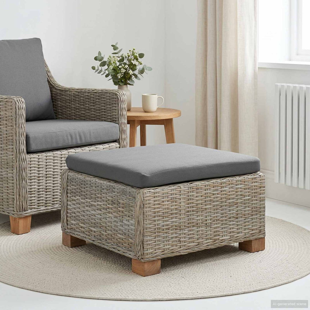 Fodstøtte med Pude GENDT Naturlig rattan Kubu Grå