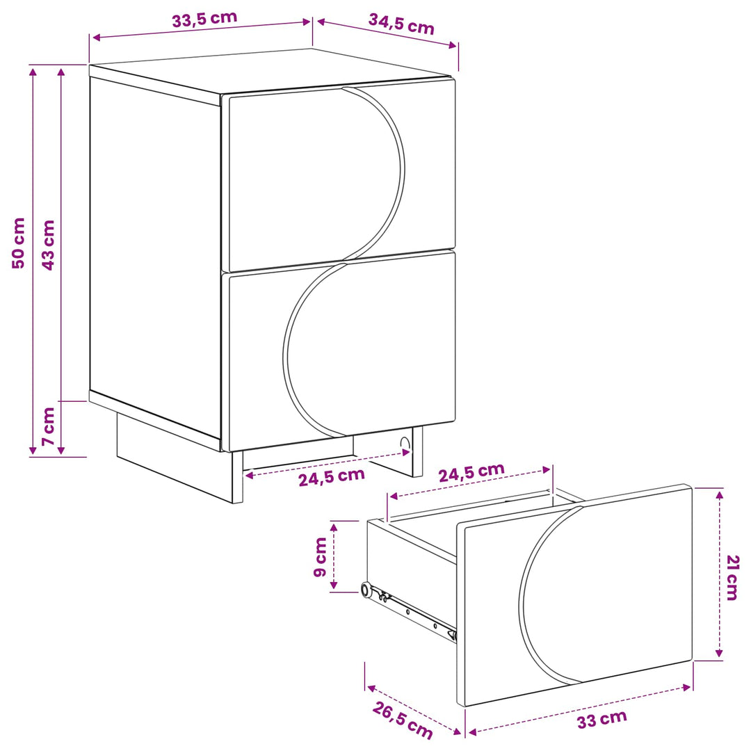 Natskab 2 stk. Røget eg 33,5 x 34,5 x 50 cm Konstrueret træ