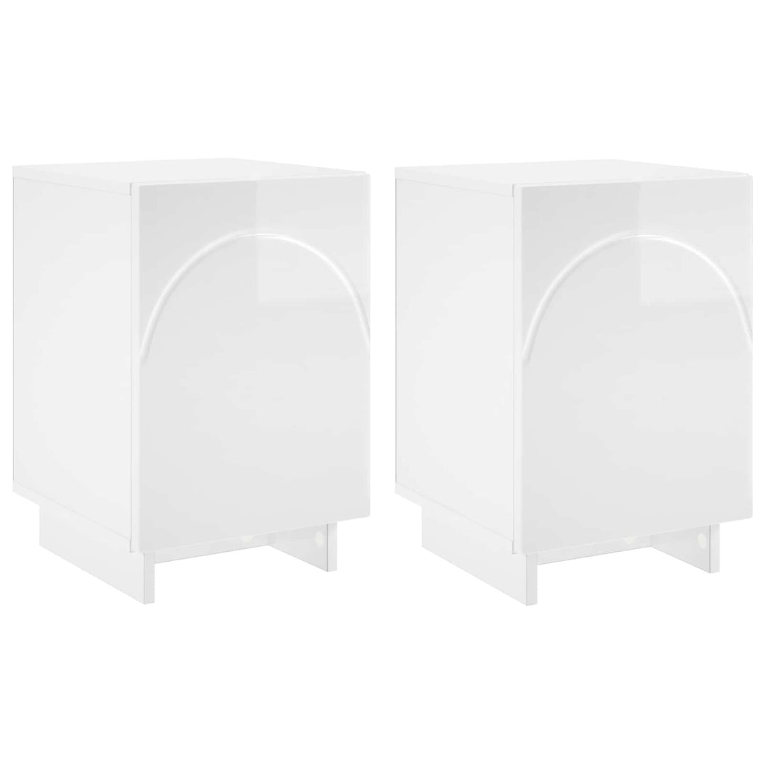 Natskab 2 pcs Hvid højglans 33,5 x 34,5 x 50 cm Konstrueret træ