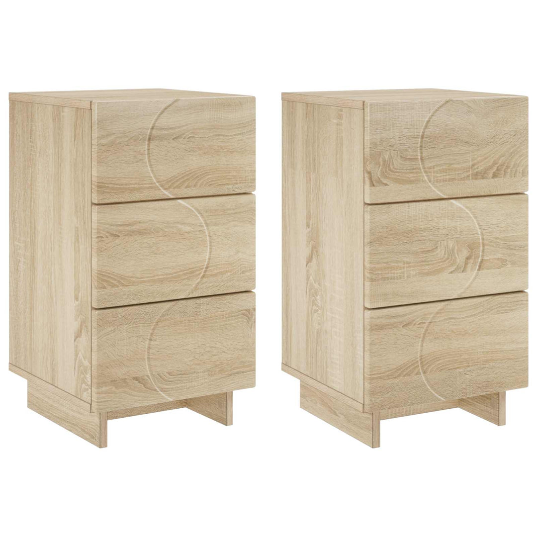 Natskab 2 pcs Sonoma-eg 33,5 x 34,5 x 60 cm Konstrueret træ
