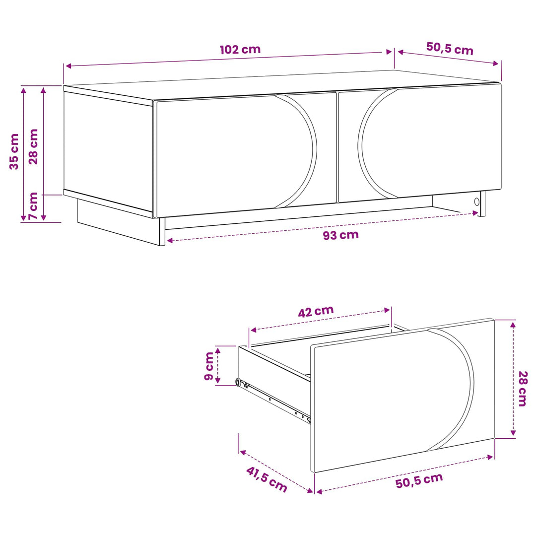 Sofabord Gammelt træ 102 x 50,5 x 35 cm Konstrueret træ