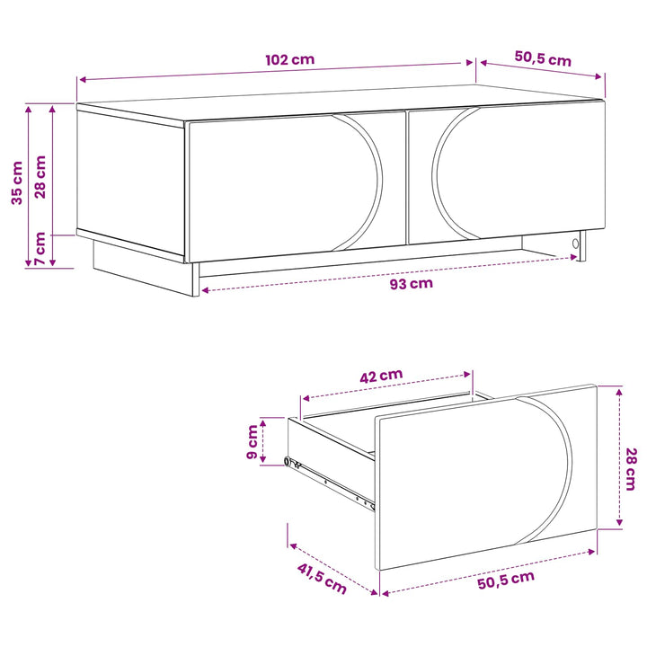 Sofabord Gammelt træ 102 x 50,5 x 35 cm Konstrueret træ