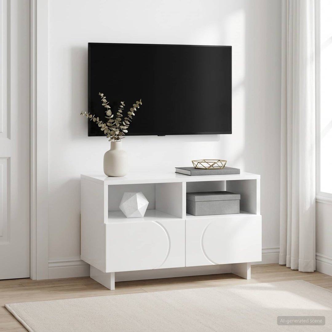 TV-bord 60 x 34.5 x 40 cm Hvid højglans Konstrueret træ