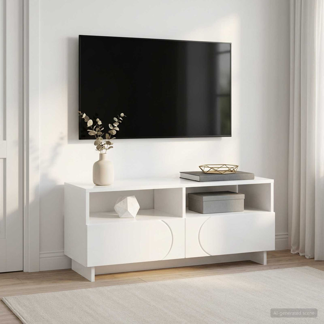 TV-bord 90 x 34.5 x 40 cm Hvid højglans Konstrueret træ