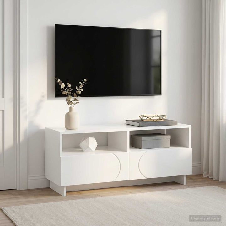 TV-bord 90 x 34.5 x 40 cm Hvid højglans Konstrueret træ