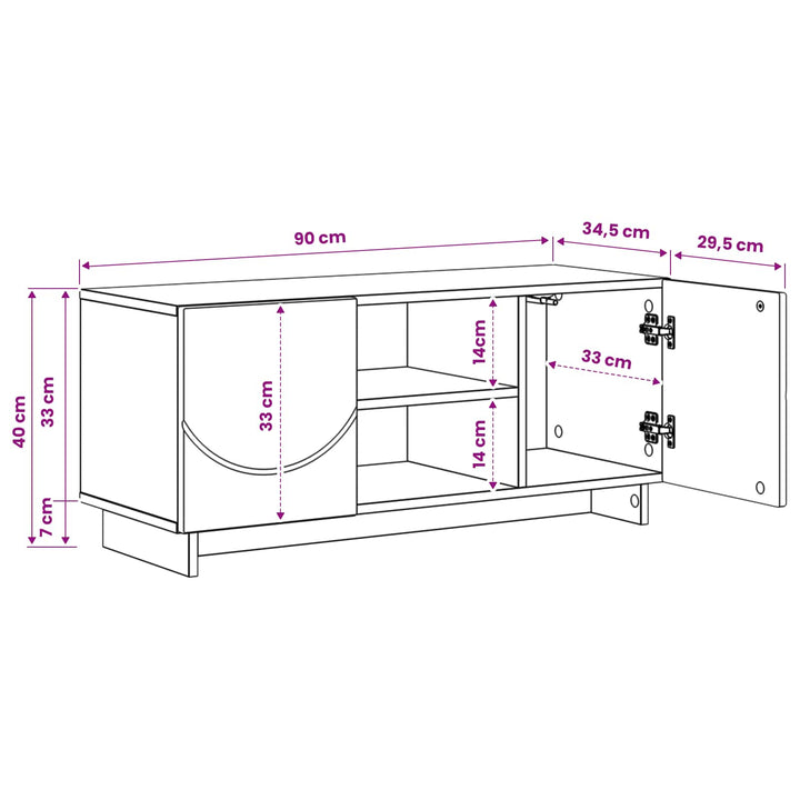TV-bord 90 x 34.5 x 40 cm Sort Konstrueret træ