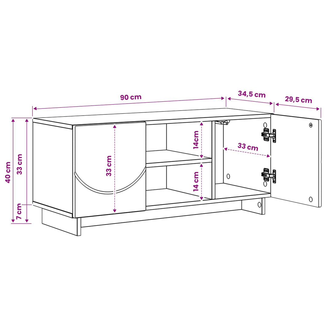 TV-bord 90 x 34.5 x 40 cm Betongrå Konstrueret træ