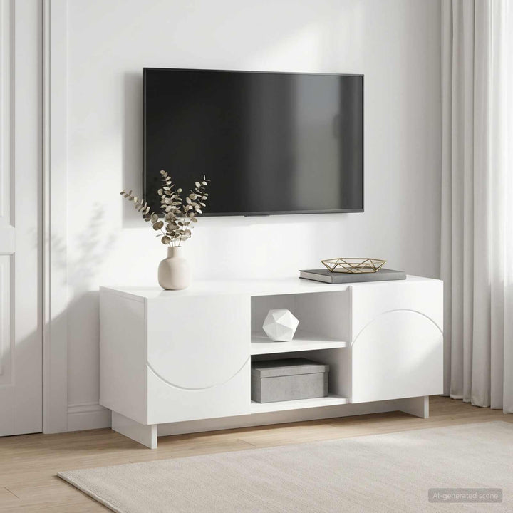 TV-bord 90 x 34.5 x 40 cm Hvid højglans Konstrueret træ