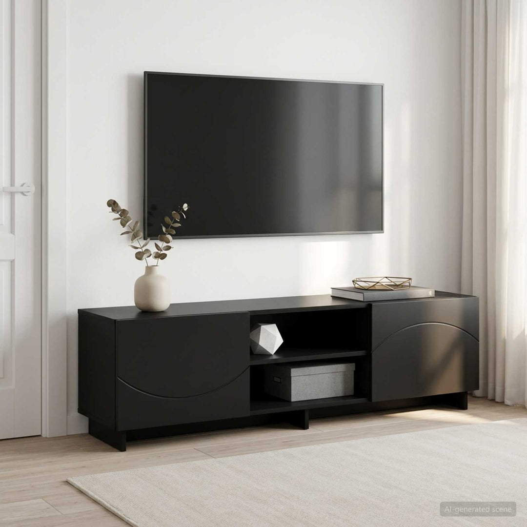 TV-bord 140 x 34,5 x 40 cm Sort Konstrueret træ