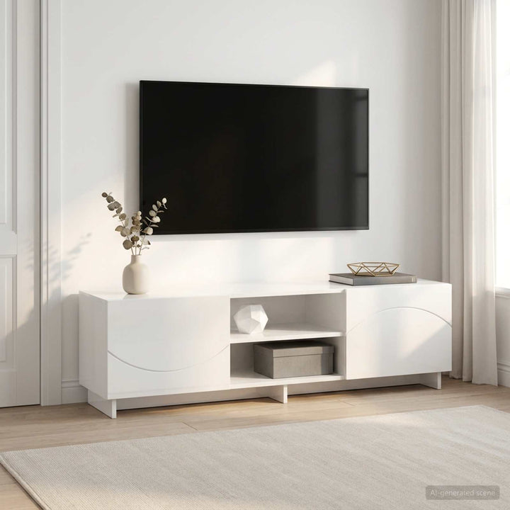 TV-bord 140 x 34.5 x 40 cm Hvid højglans Konstrueret træ