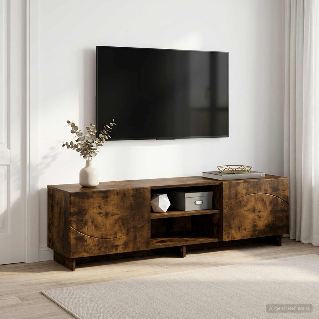 TV-bord 140 x 34.5 x 40 cm Røget eg Konstrueret træ