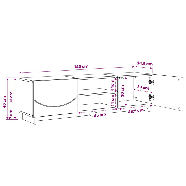 TV-bord 140 x 34.5 x 40 cm Gammelt træ Konstrueret træ
