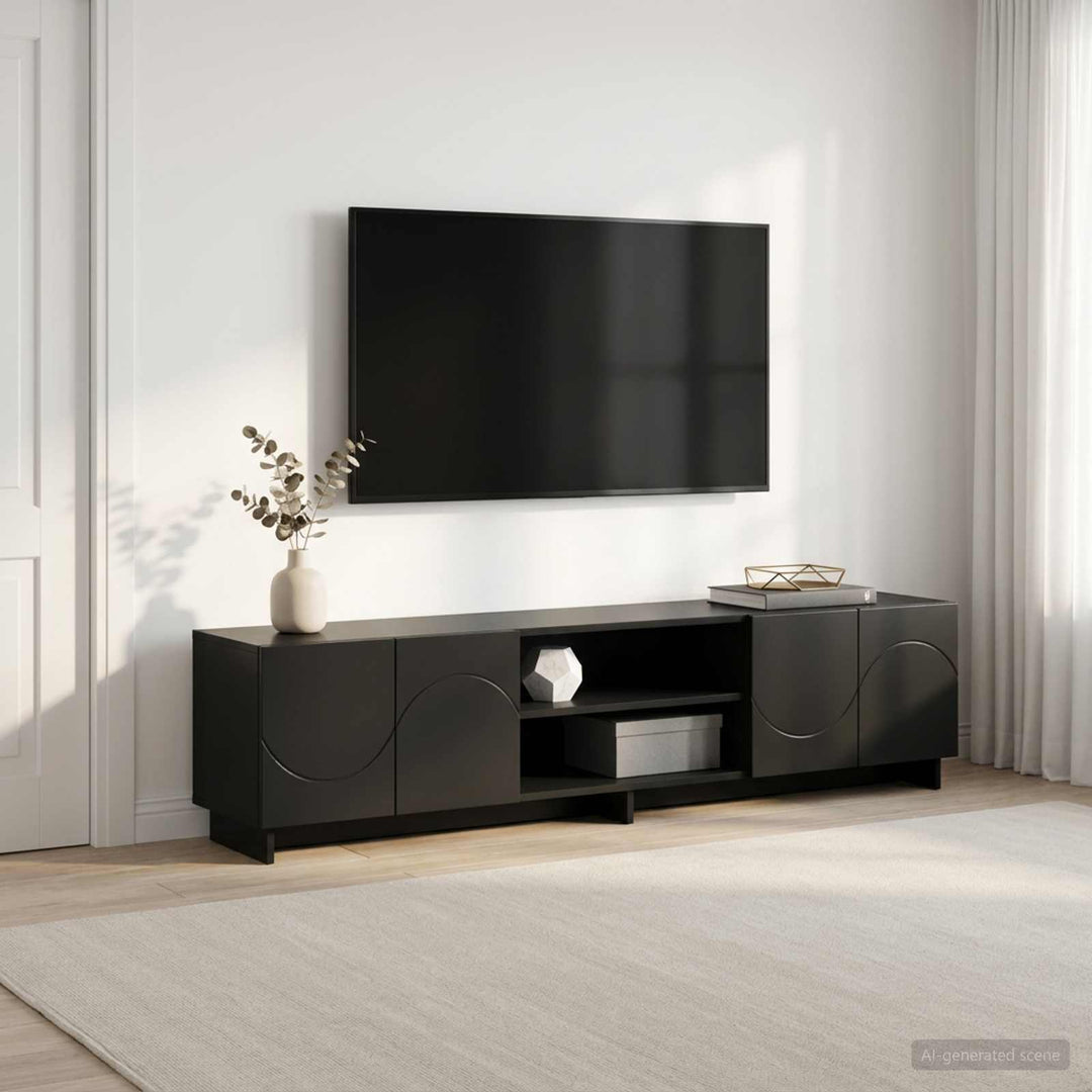TV-bord 180 x 34,5 x 40 cm Sort Konstrueret træ