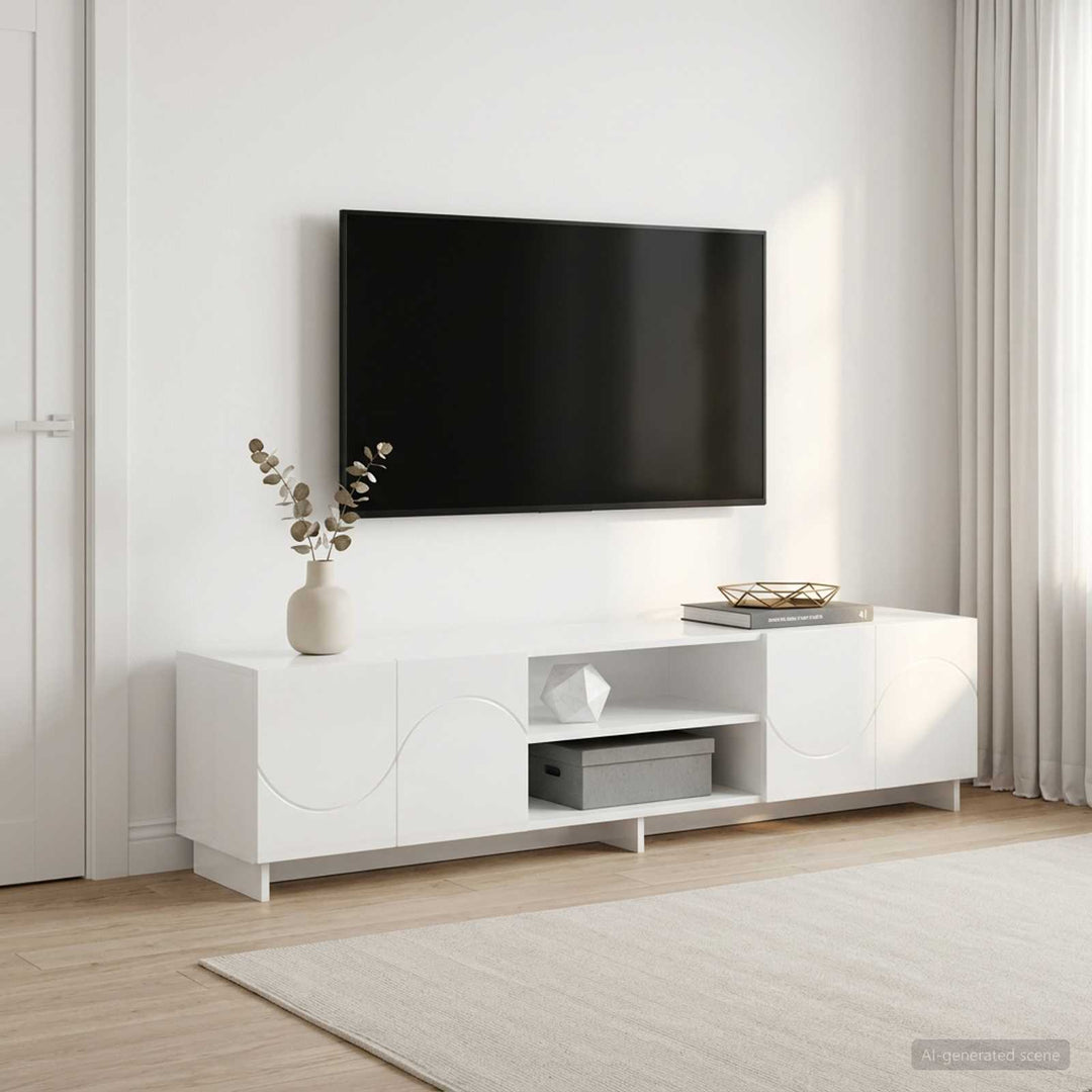 TV-bord 180 x 34,5 x 40 cm Hvid højglans Konstrueret træ