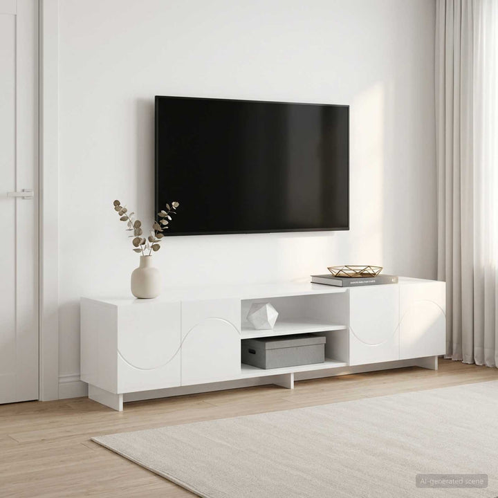 TV-bord 180 x 34,5 x 40 cm Hvid højglans Konstrueret træ