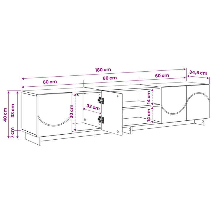 TV-bord 180 x 34,5 x 40 cm Gammelt træ Konstrueret træ