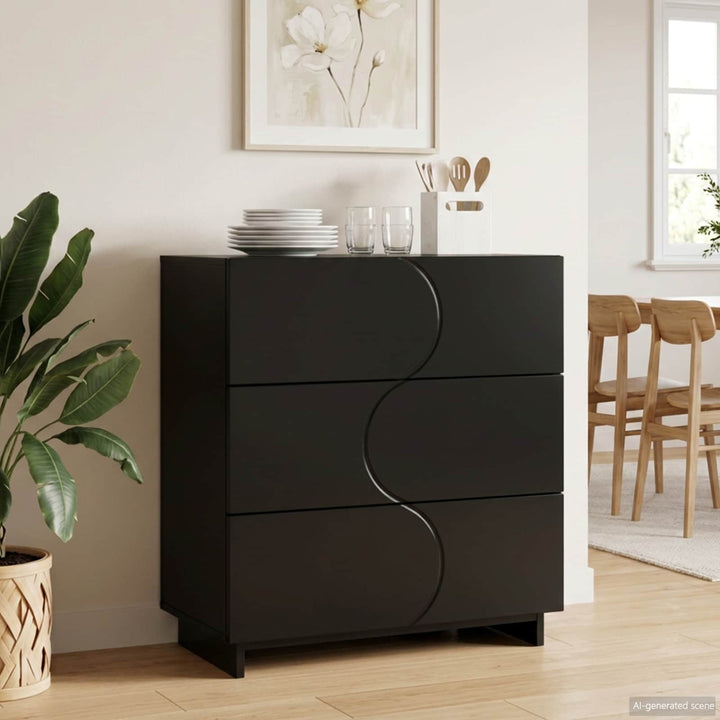 Skænk Sort 70 x 38 x 75 cm Konstrueret træ