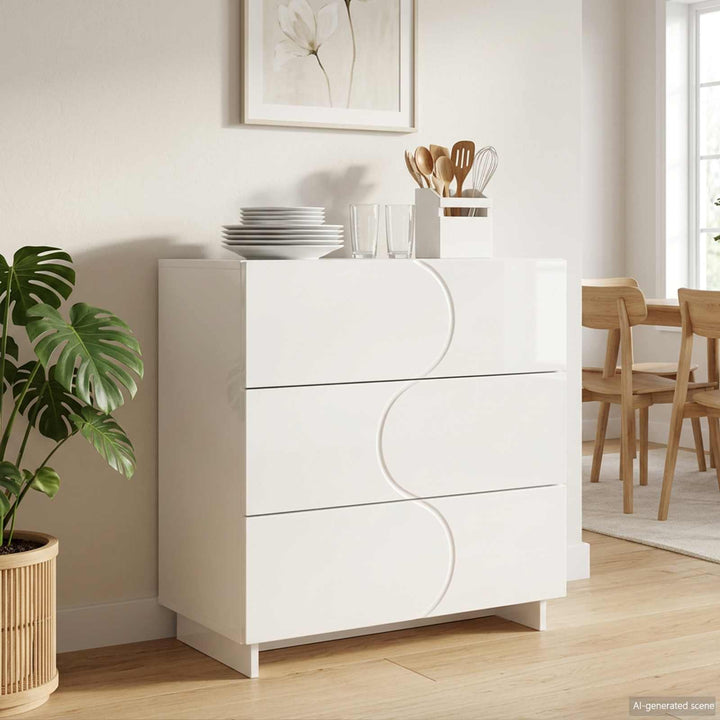 Skænk Hvid højglans 70 x 38 x 75 cm Konstrueret træ