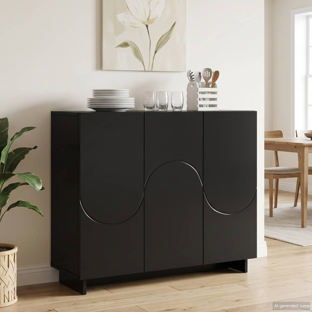 Sideboard Sort 85.5 x 31 x 75 cm Konstrueret træ