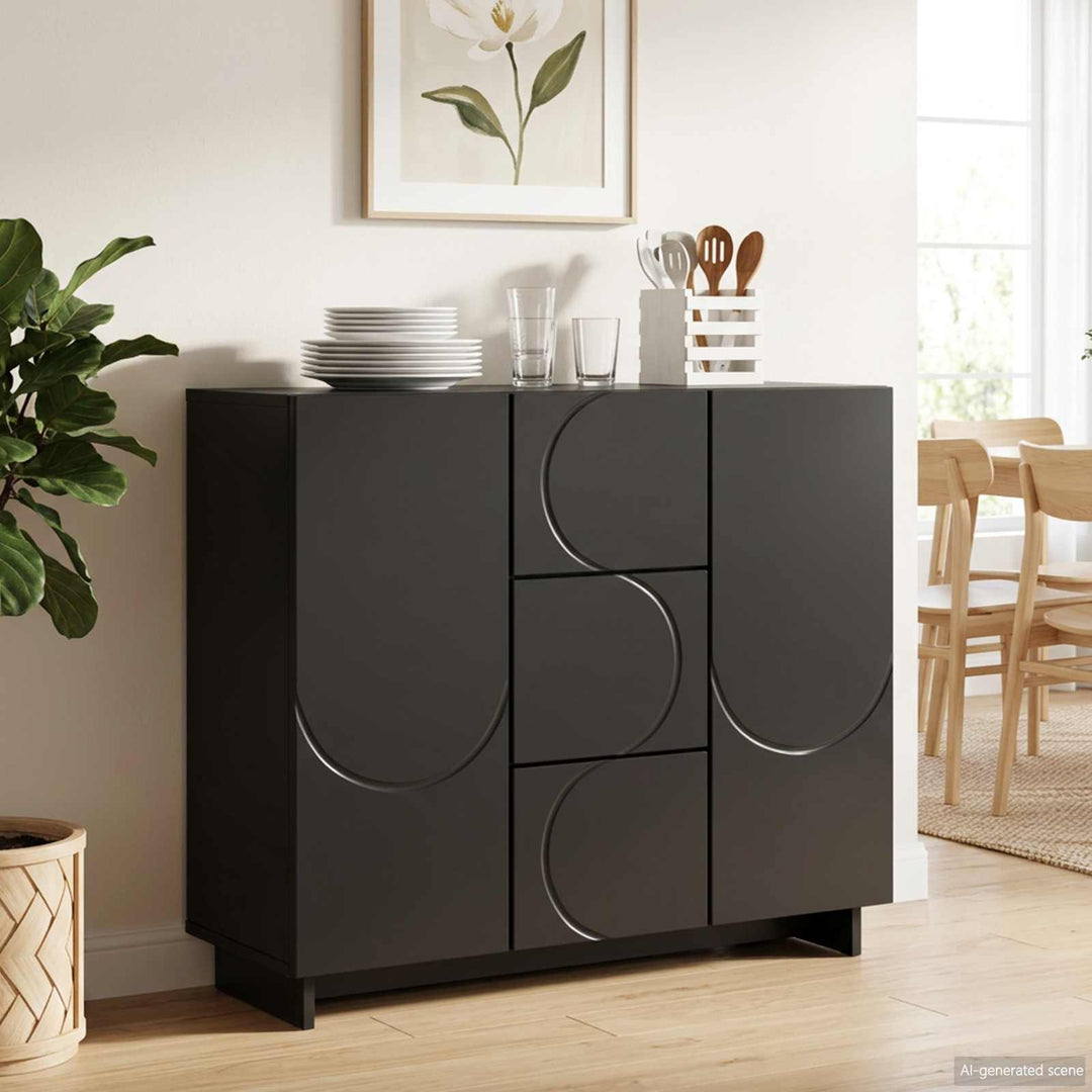 Sideboard Sort 85.5 x 31 x 75 cm Konstrueret træ