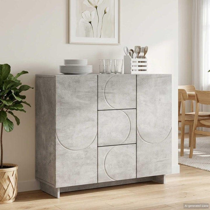 Sideboard Betongrå 85.5 x 31 x 75 cm Konstrueret træ