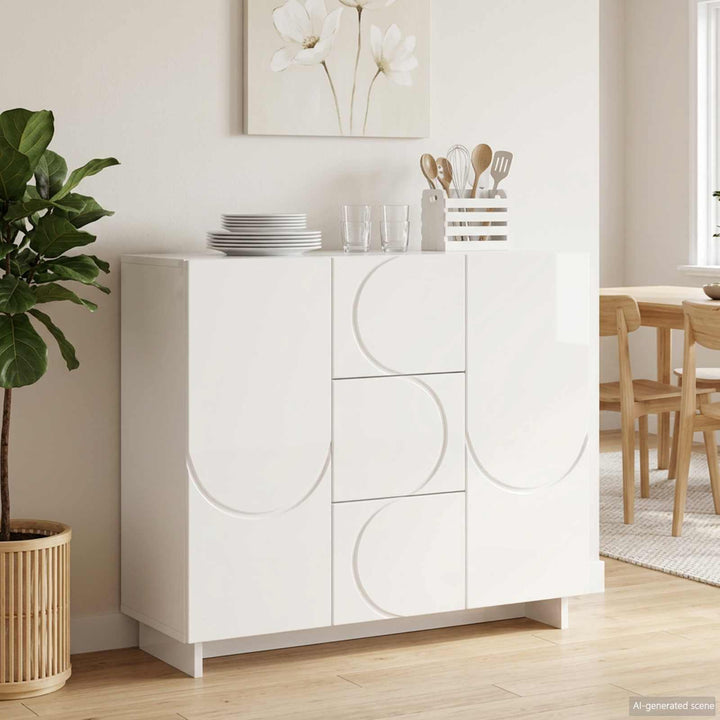 Sideboard Hvid højglans 85.5 x 31 x 75 cm Konstrueret træ