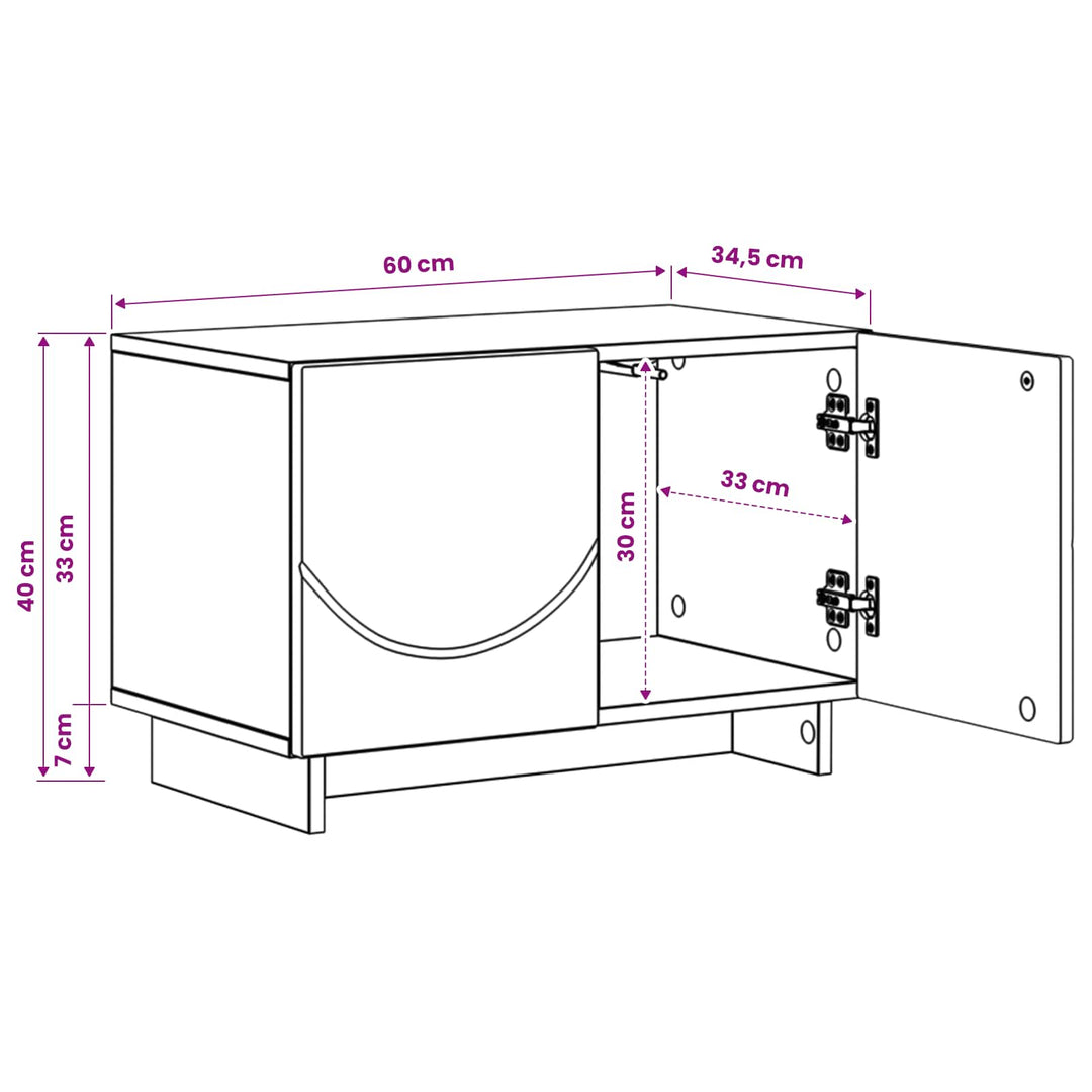 TV-bord 60 x 34.5 x 40 cm Røget eg Konstrueret træ