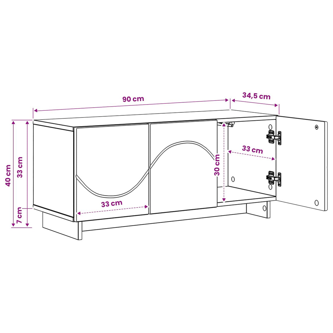 TV-bord 90 x 34.5 x 40 cm Sort Konstrueret træ
