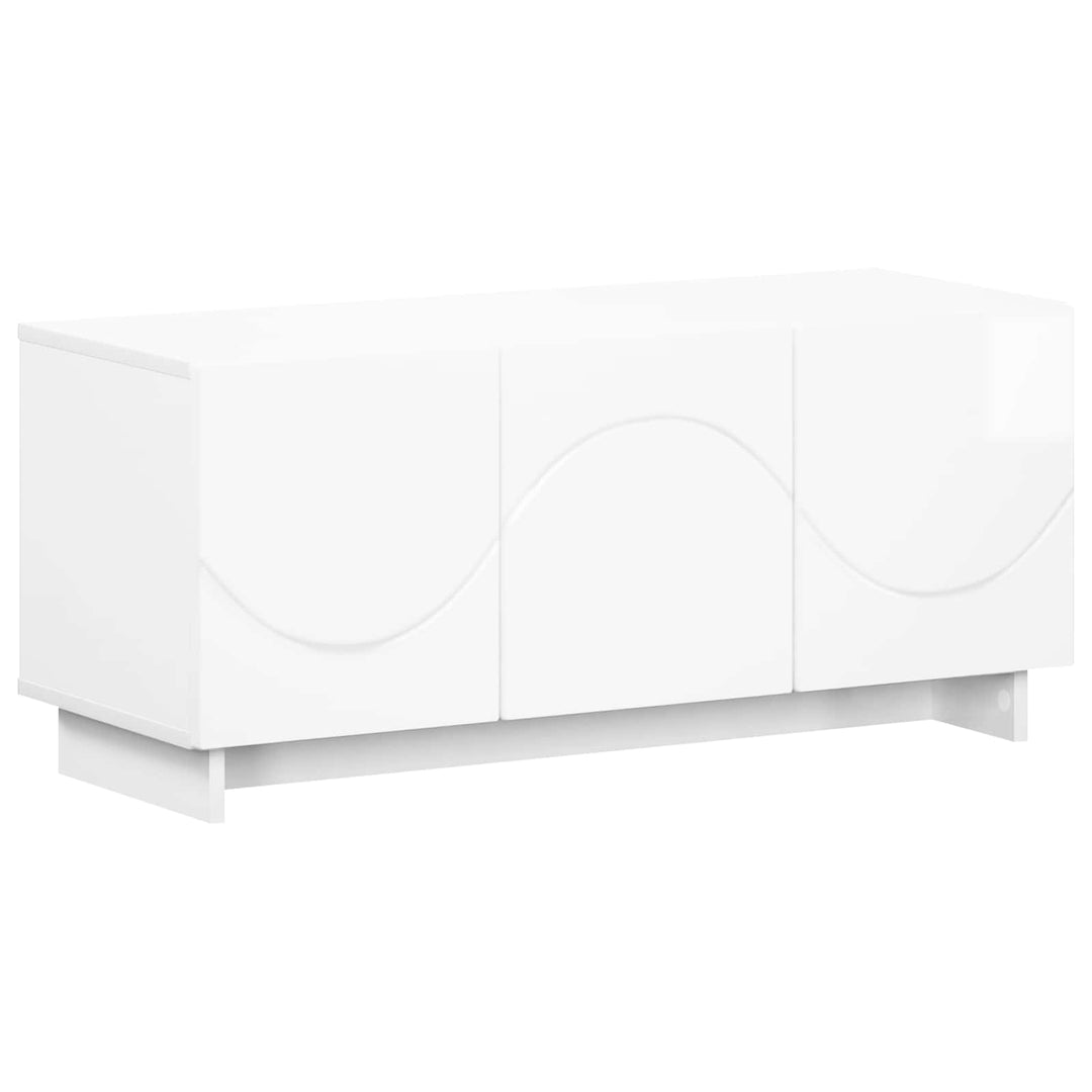 TV-bord 90 x 34.5 x 40 cm Hvid højglans Konstrueret træ