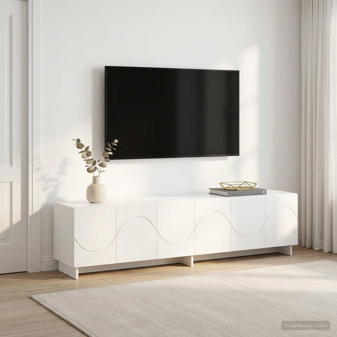 TV-bord 180 x 34,5 x 40 cm Hvid Konstrueret træ