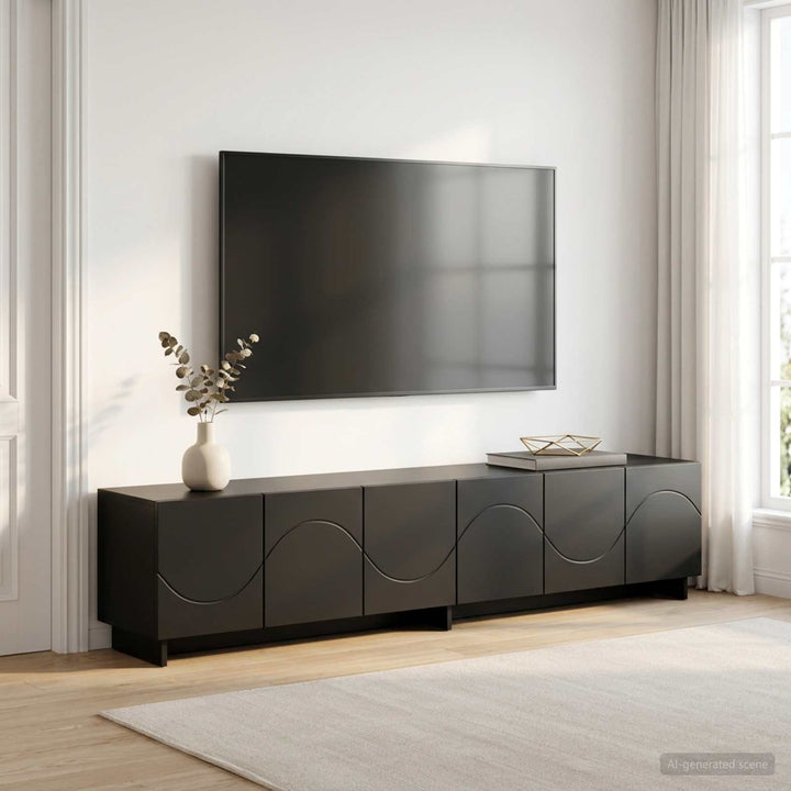 TV-bord 180 x 34,5 x 40 cm Sort Konstrueret træ