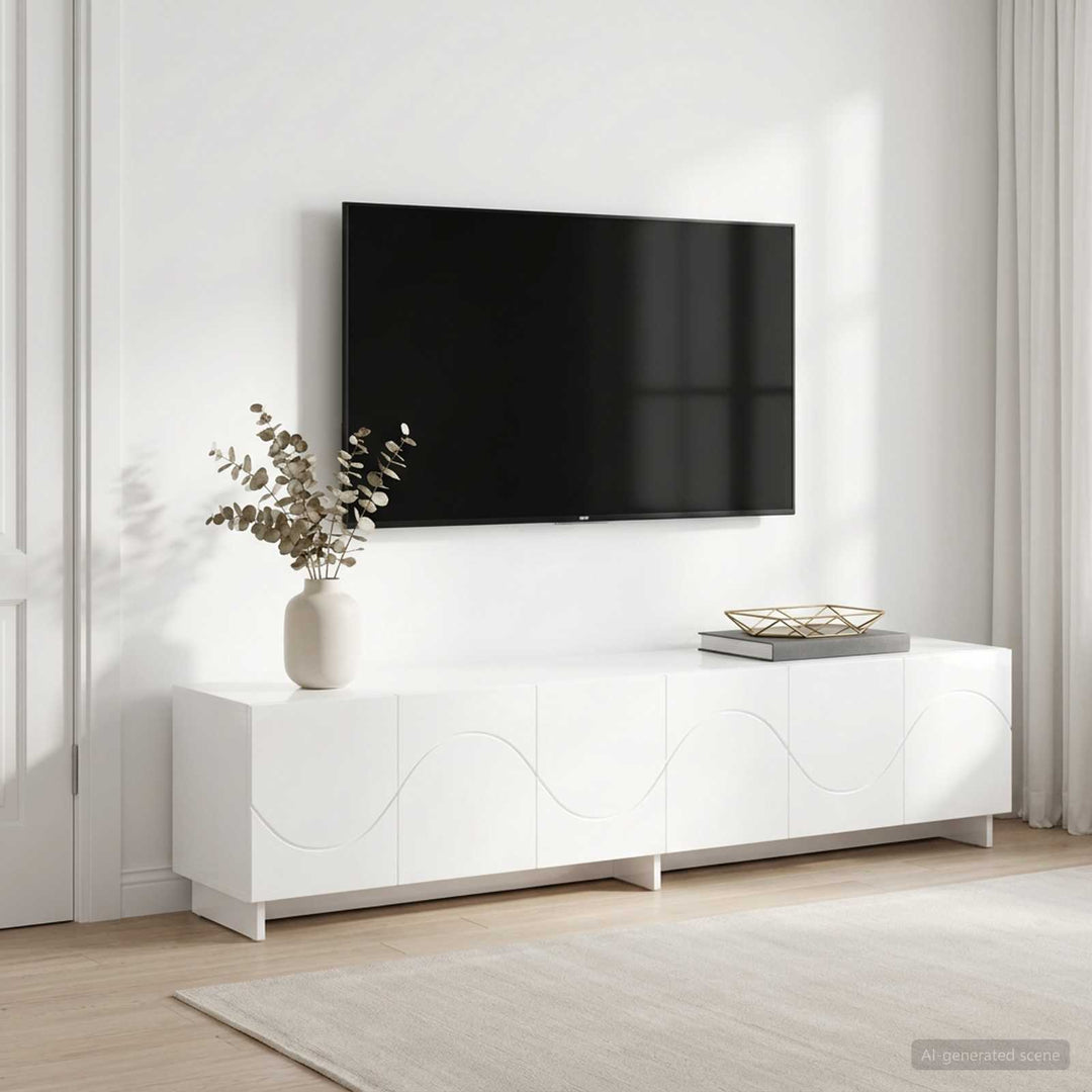 TV-bord 180 x 34,5 x 40 cm Hvid højglans Konstrueret træ