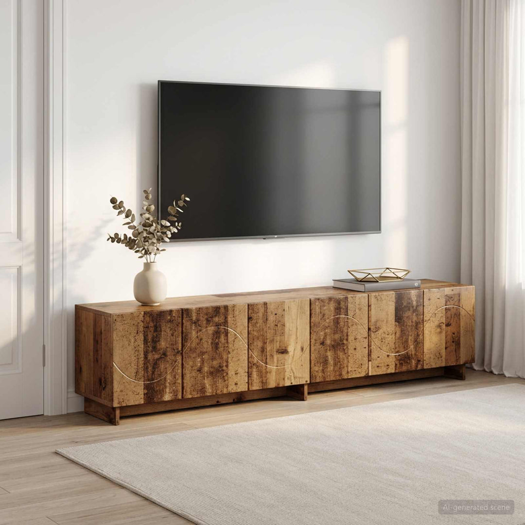 TV-bord 179,5 x 34,5 x 40 cm Gammelt træ Konstrueret træ
