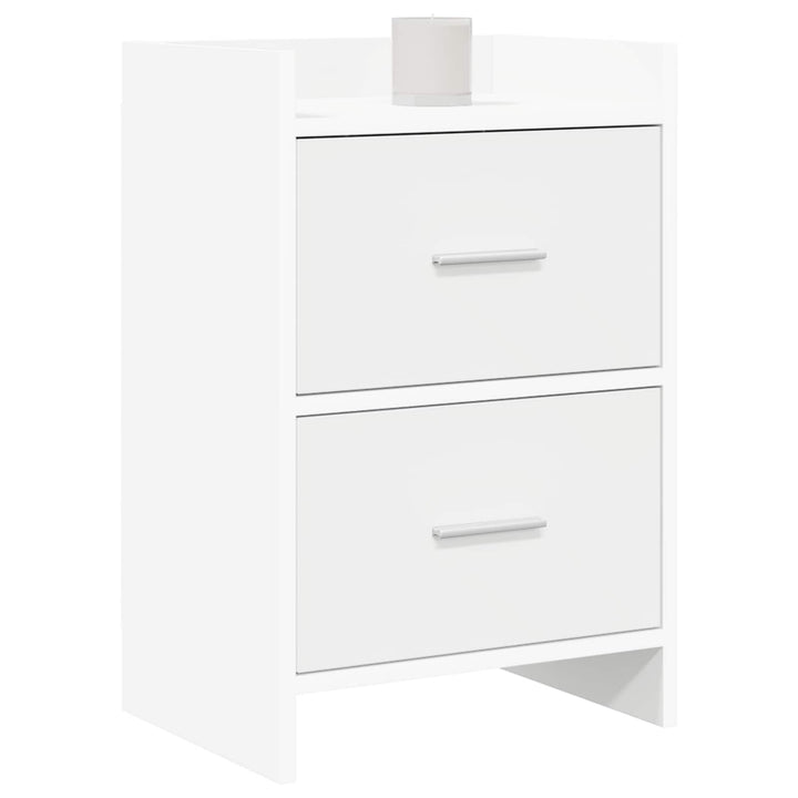 Sengeborde 2 stk. Hvid 40 x 30 x 60 cm Konstrueret træ