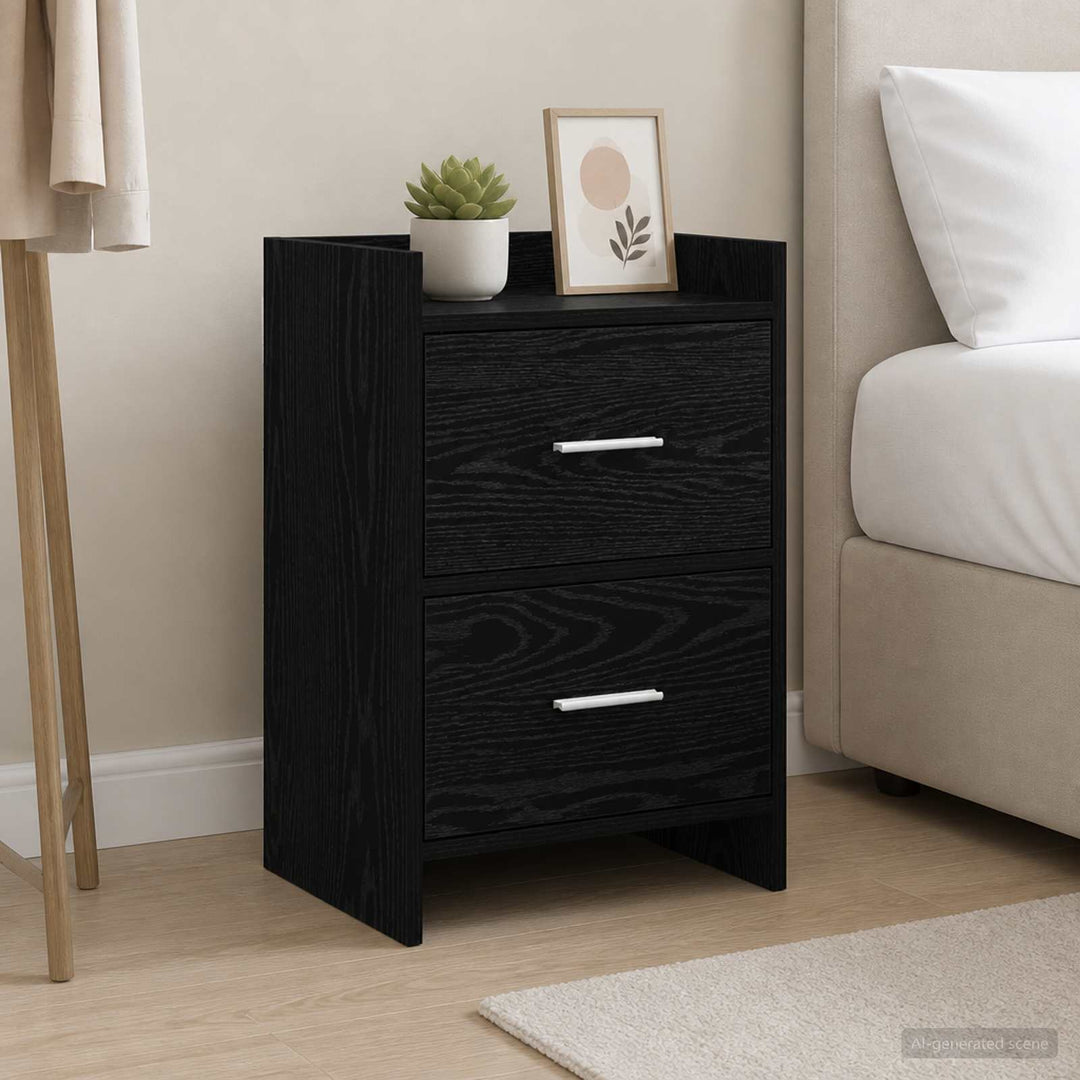 Sengeborde Sort eg 40 x 30 x 60 cm Konstrueret træ