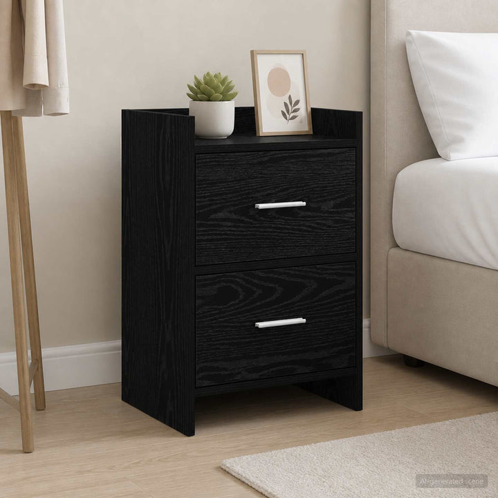 Sengeborde 2 stk. Sort eg 40 x 30 x 60 cm Konstrueret træ