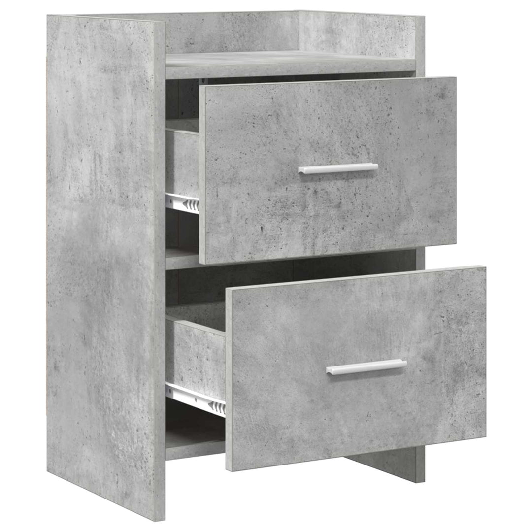 Sengeborde 2 stk. Betongrå 40 x 30 x 60 cm Konstrueret træ