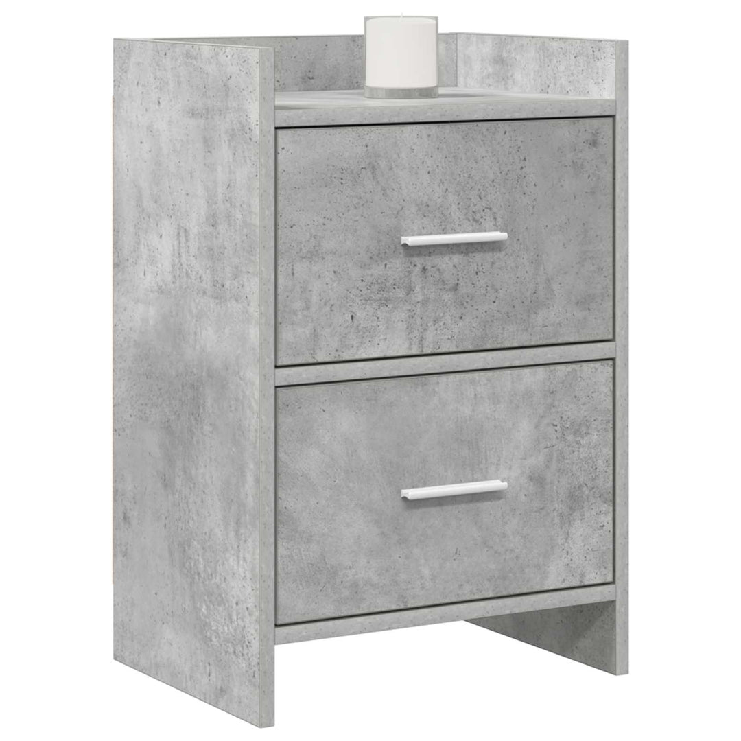 Sengeborde 2 stk. Betongrå 40 x 30 x 60 cm Konstrueret træ