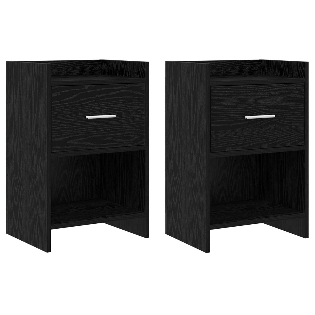 Sengeborde 2 stk. Sort eg 40 x 30 x 60 cm Konstrueret træ