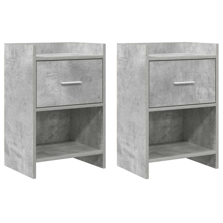 Sengeborde 2 pcs Betongrå 40 x 30 x 60 cm Konstrueret træ