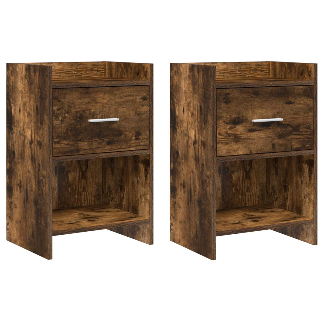 Sengeborde 2 pcs Røget eg 40 x 30 x 60 cm Konstrueret træ
