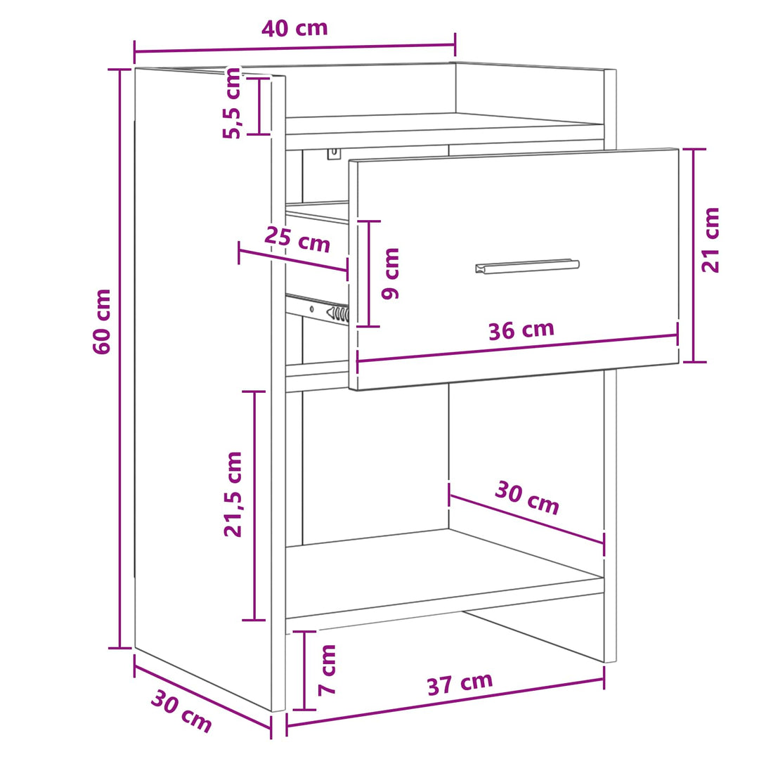 Sengeborde Gammelt træ 40 x 30 x 60 cm Konstrueret træ