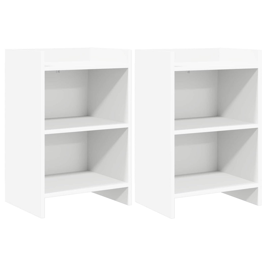 Sengeborde 2 pcs Hvid 40 x 30 x 60 cm Konstrueret træ