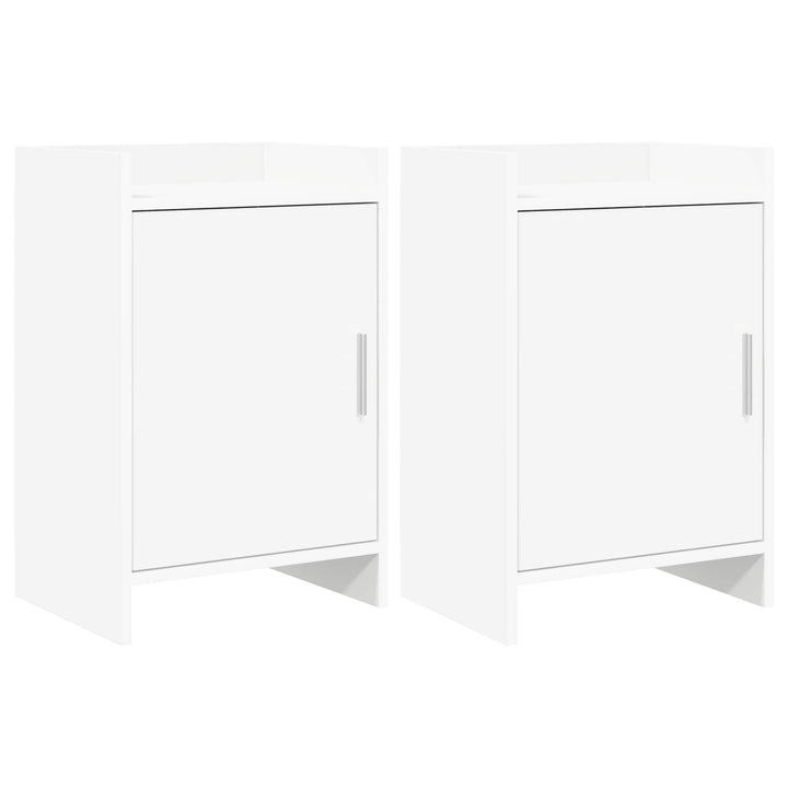 Sengeborde 2 pcs Hvid 40 x 30 x 60 cm Konstrueret træ