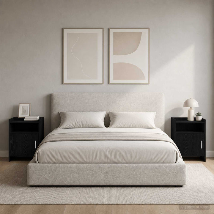 Sengeborde 2 stk. Sort eg 40 x 36 x 60 cm Konstrueret træ