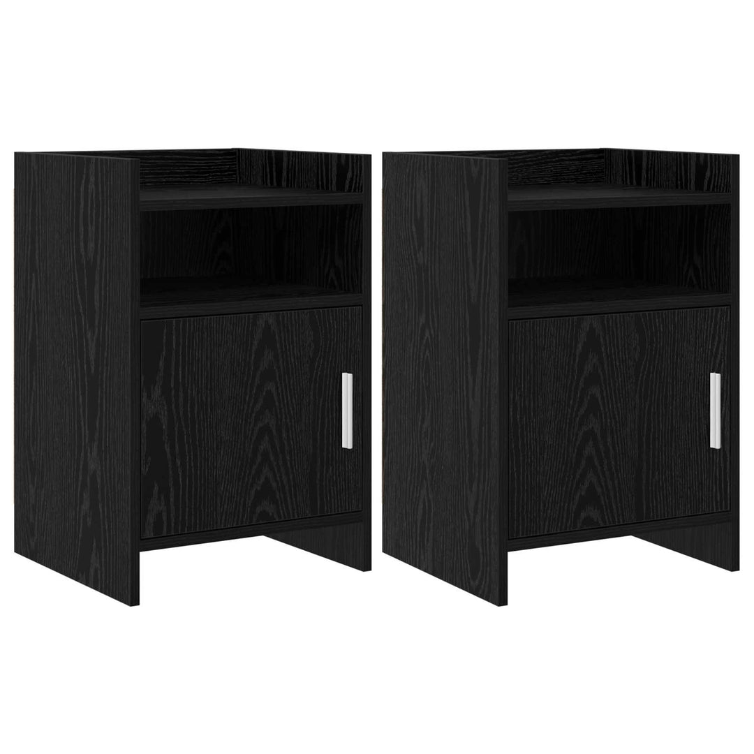 Sengeborde 2 stk. Sort eg 40 x 36 x 60 cm Konstrueret træ